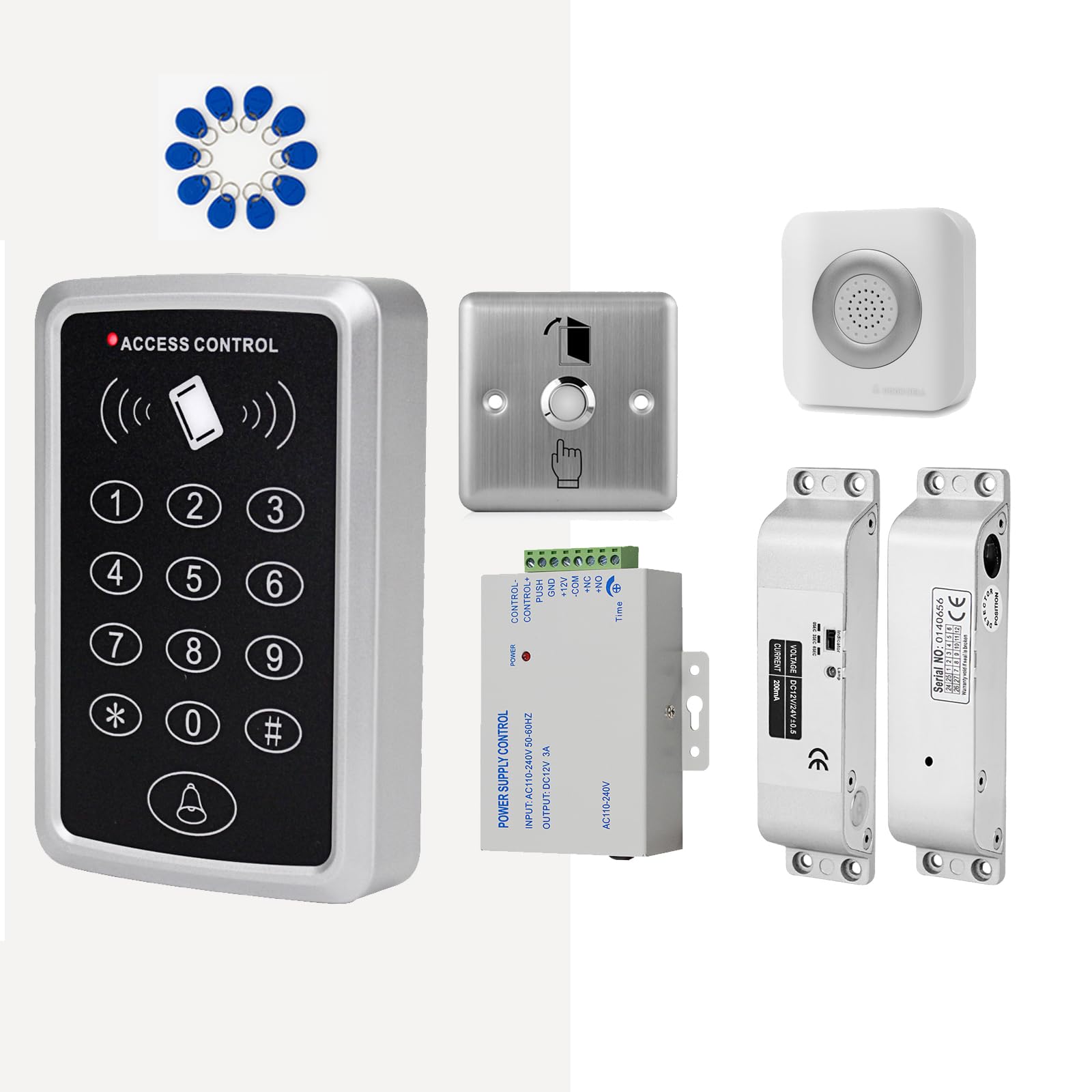ReaIOKbii Standalone Access Control System Kit, Waterproof RFID Keypad Door Reader with Card & Password Access