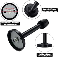 Vista 3 de Topes de puerta largos de 5 pulgadas (4.724 in), tope de puerta negro de acero inoxidable con puntas de goma silenciosas para montaje en pared