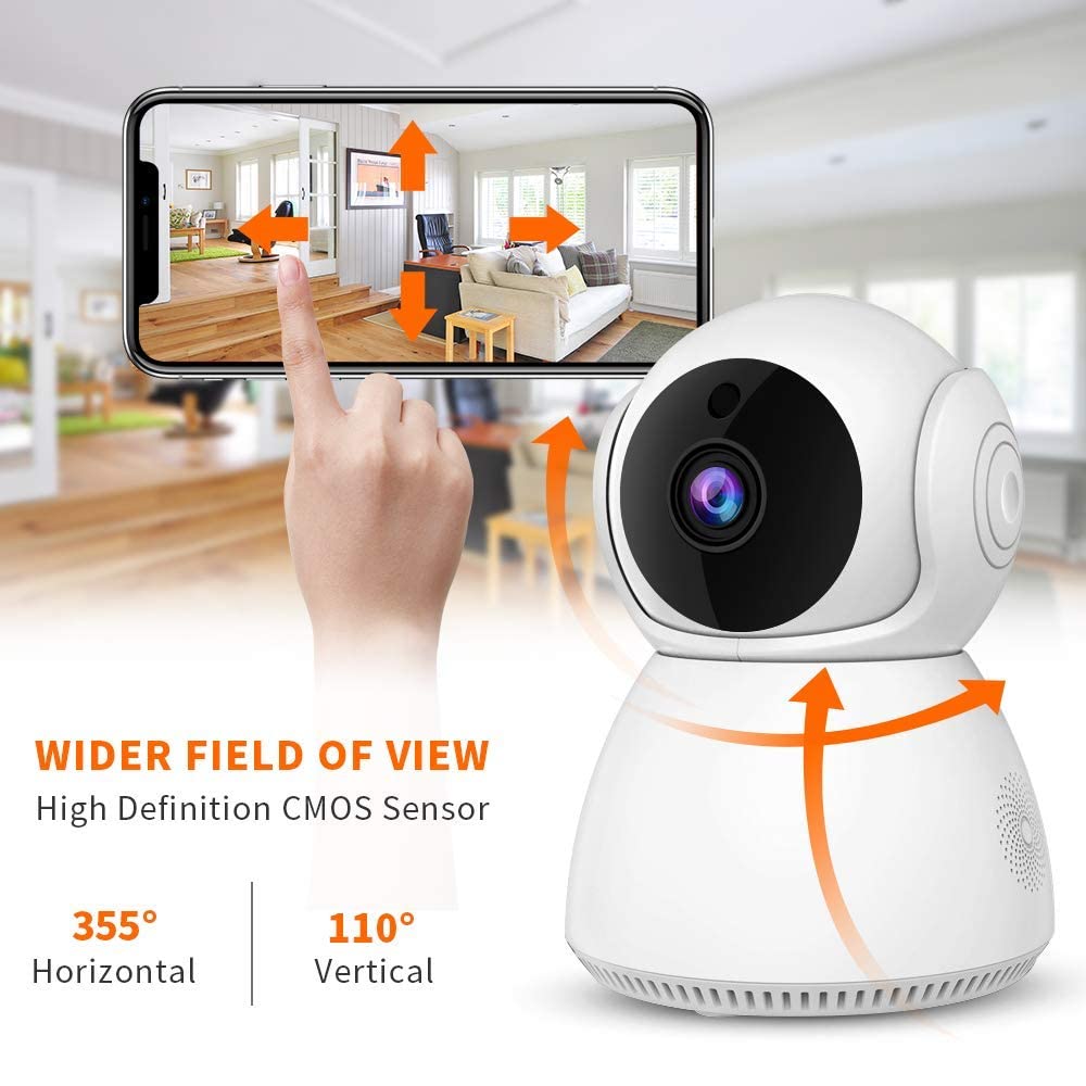 JK Vision V380 WI-FI Full HD 1080P Wireless 360° Rotate IP CCTV Smart Security Camera with Microphone Watch Live Streaming Night Vision Function Motion Sensor Alarm Detector 2 Way Audio 2