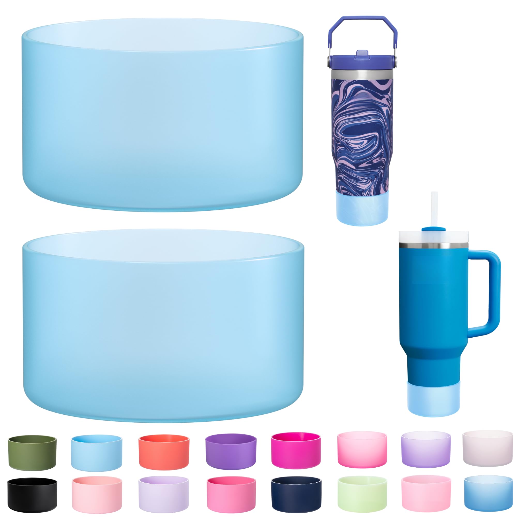 2-Pack Silicone Boot for Stanley Cup 30oz & 40oz, Anti-Slip & Noise Reducing Bottom Protector, BPA-Free Tumbler Base Cover for Quencher H2.0 30/40oz &