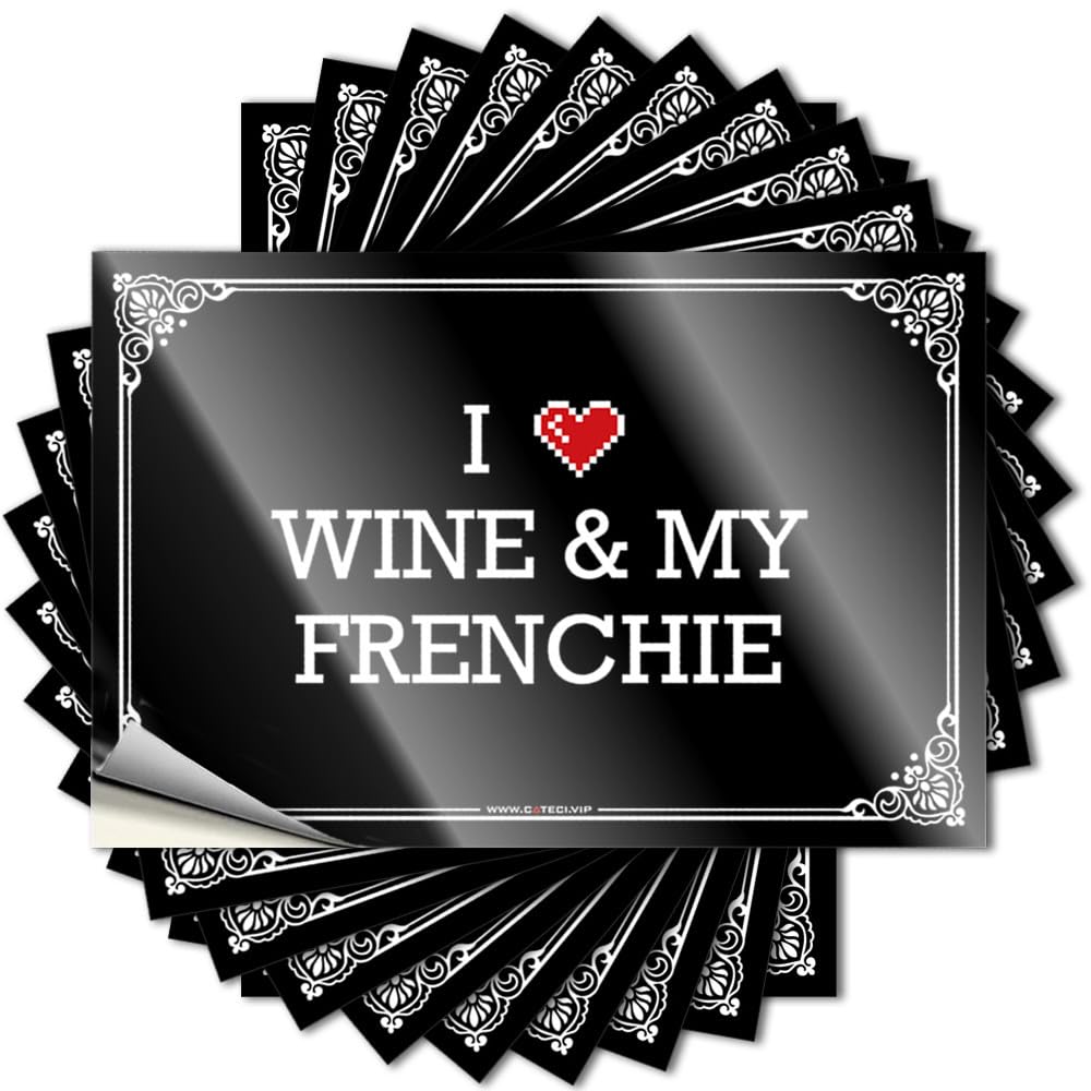 Stickers Helmet Autumn I Love Wine & My Frenchie for Hunting - Home Sweet Home Decor Easy Peel Removable(8X12CM)
