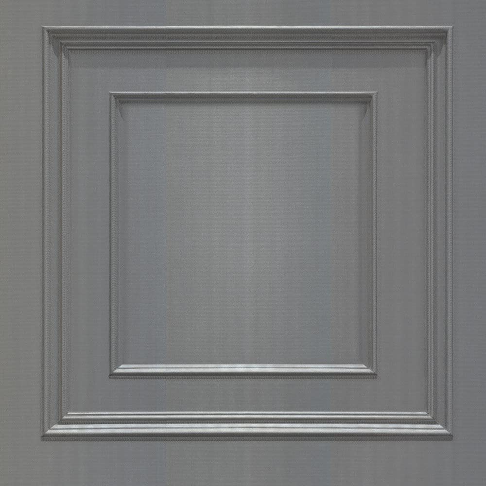 Amara Panel Vinyl Wallpaper Silver - Wood Panel - Belgravia 7374