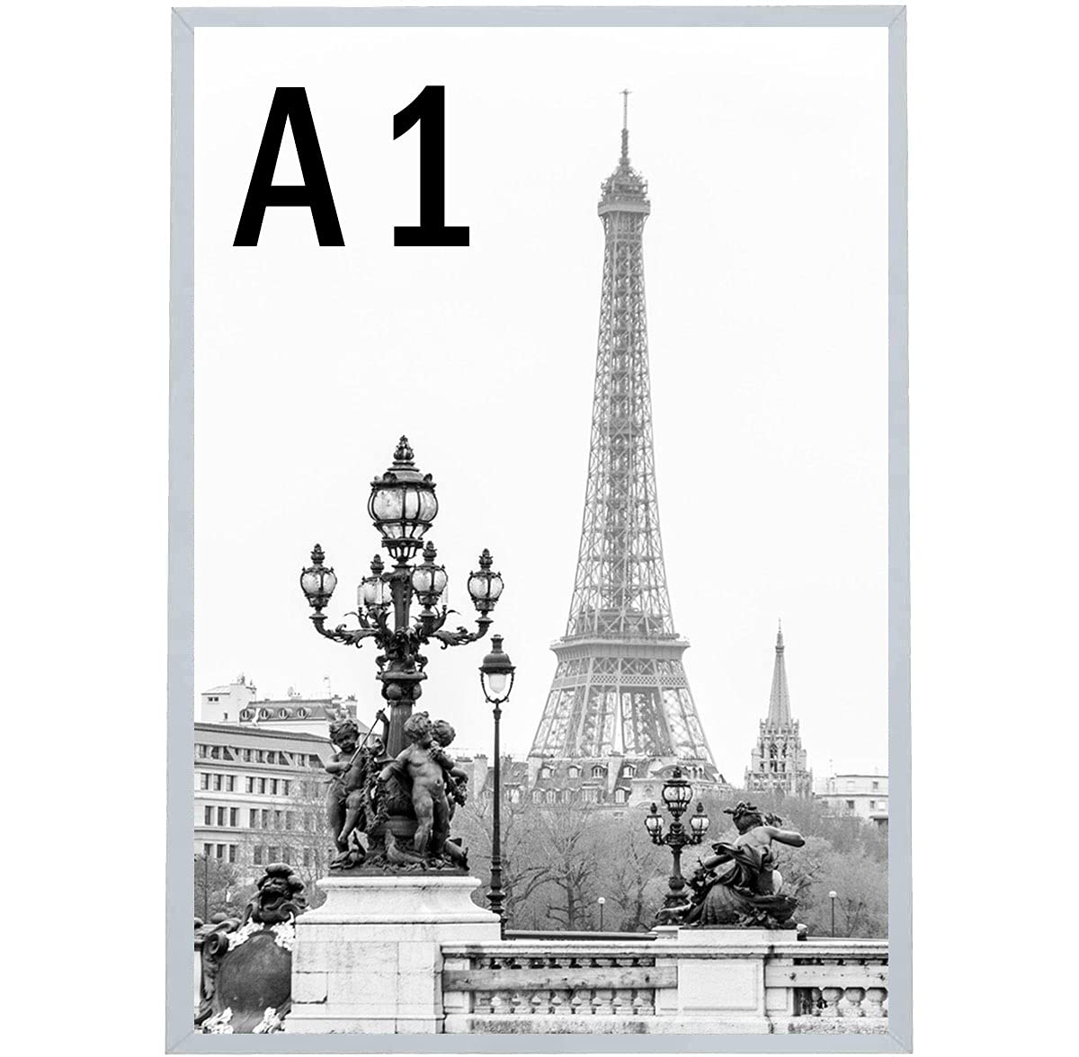 Mnd Dealings Grey Stunning Large A1 Photo Poster Certificate Frame (59.4 X 84.1 Cm) With Backboard And Styrene Included For Portrait And Landscape Display Wall Hanging
