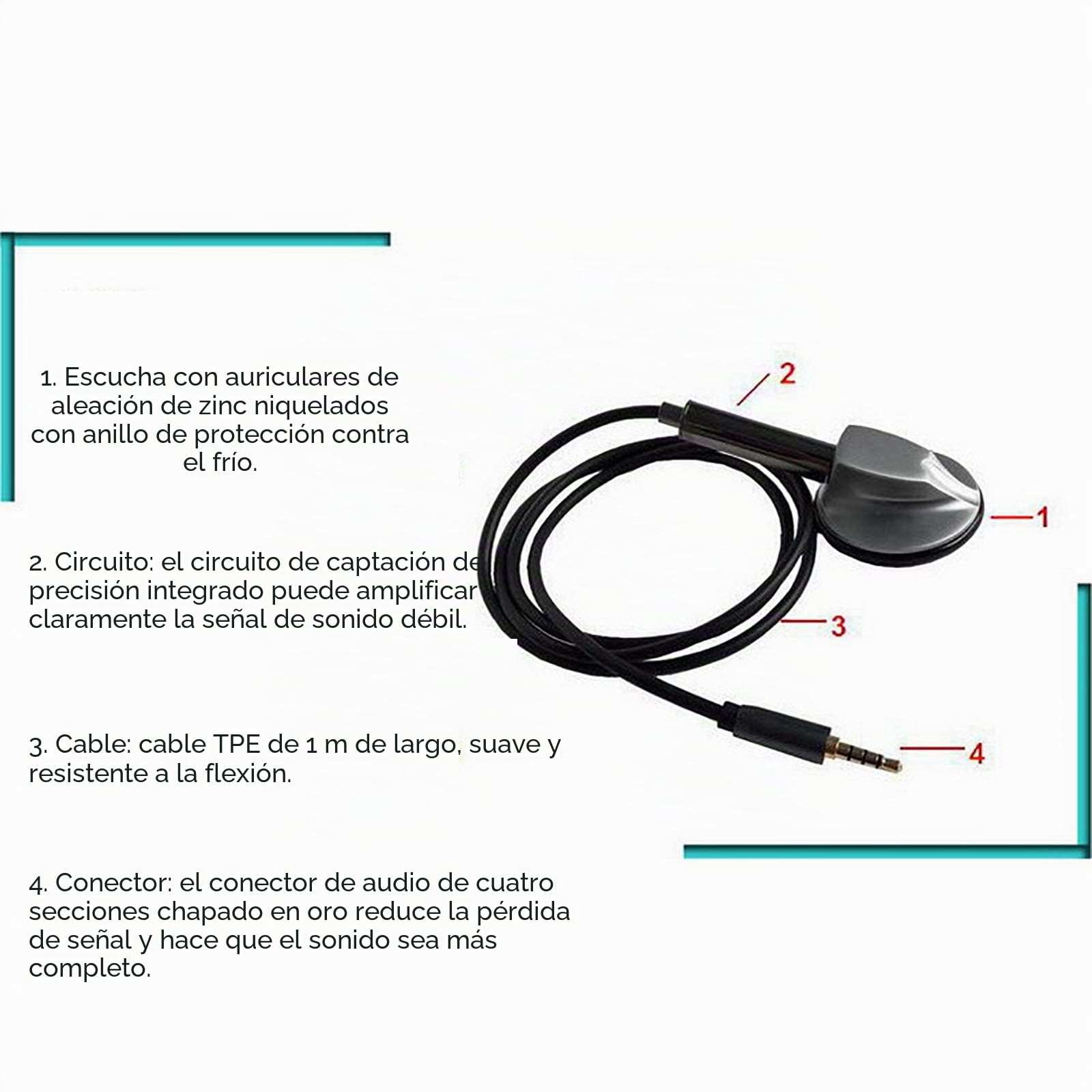 LHONG Estetoscopio De Electrónico, Grabación De Auscultación, Adecuado para Captar Ruidos Cardíacos, Respiratorios, Intestinales, Etc