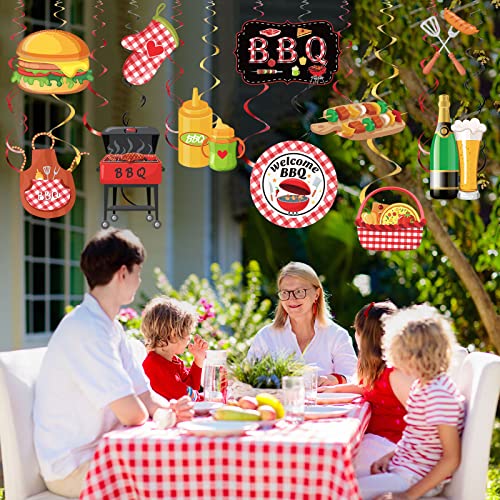 Image of Ireer 52 Pcs Summer Picnic Party Hanging Decor Picnic Birthday Hanging Swirl BBQ Decoration Swirls for Barbecue Decor for Birthday Carnival Summer BBQ Party Supplies Decoration (Classic)