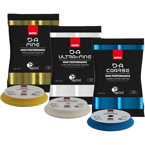 RUPES D-A Series 6 Orbital Foam Polishing Pads Bundle - Includes 2 Fine, 2 Ultra Fine and 2 Coarse Foam Pads - Tailored to Meet the Diverse Needs of Automotive Detailing
