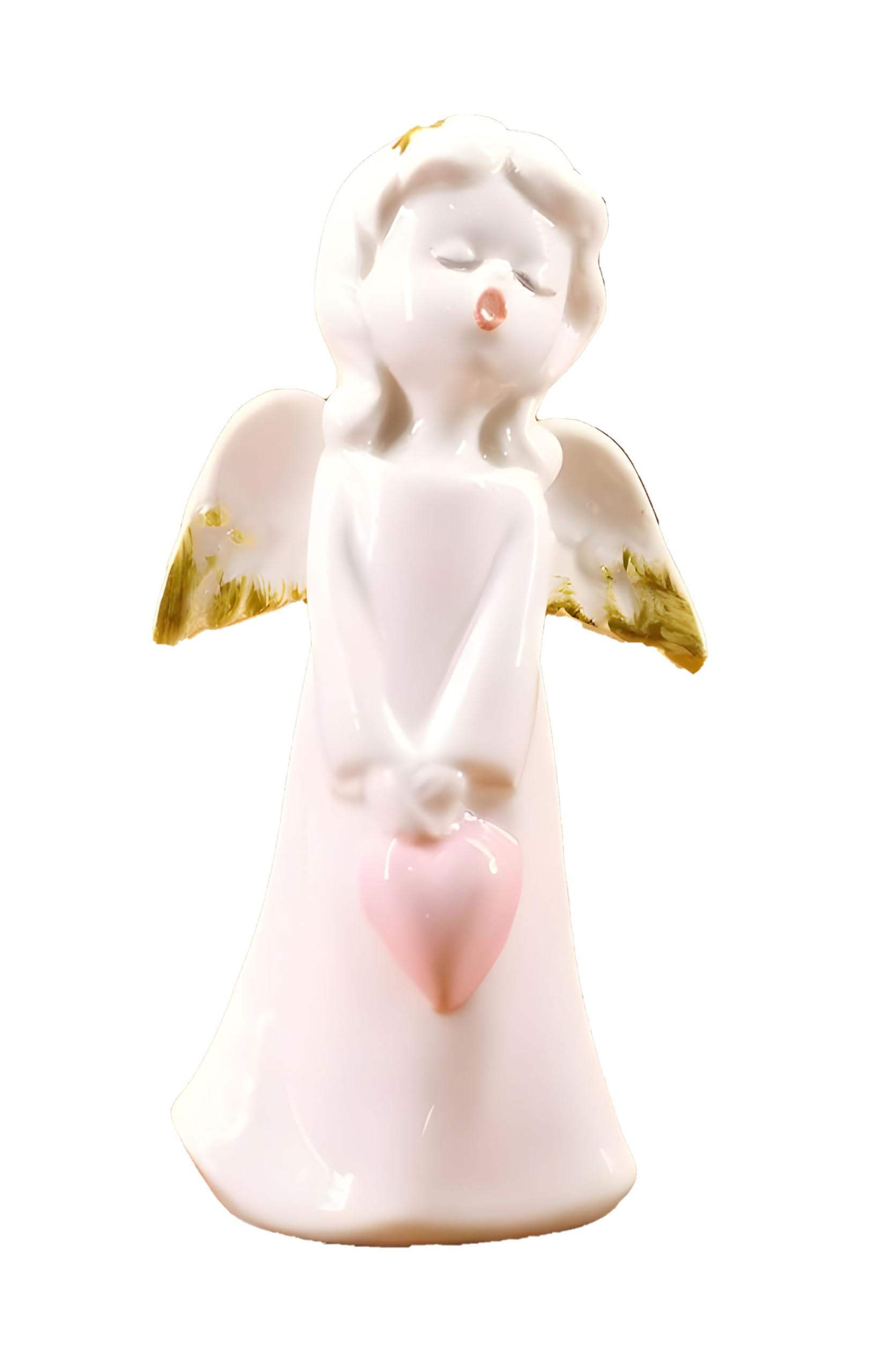 AJAMS Elegant Ceramic Angel Holding Heart Figurine - 10cm | Heart-Shaped Ceramic Decoration for Loved Ones | Home Decor Accent | Romantic Home Accent