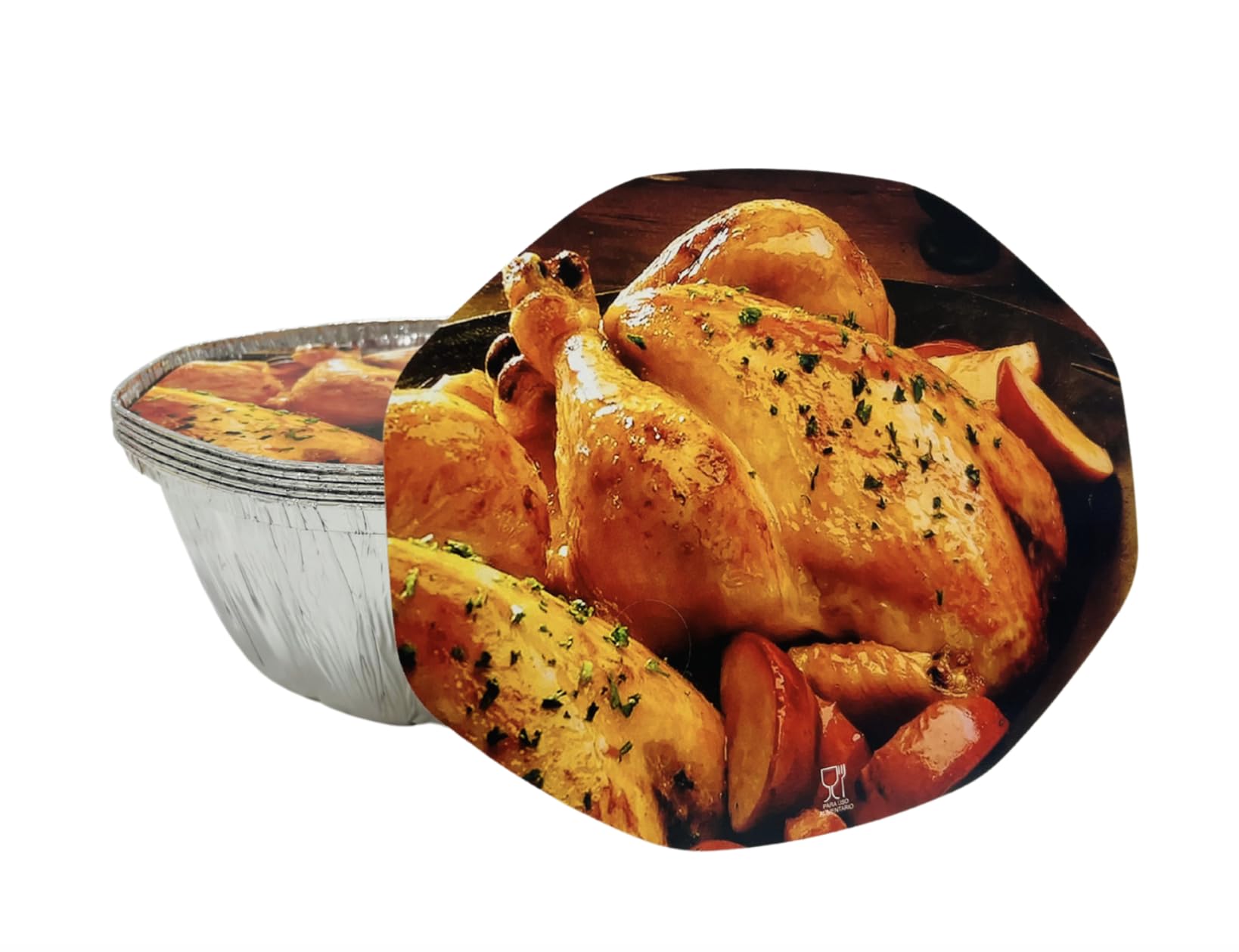 Envases de Aluminio Ovalados con Tapa, Apto para Horno y Microondas, Bandejas Reciclables para Pollo Asado y Comida para Llevar, 256x192x87 MM, 100 Unidades 2600ml