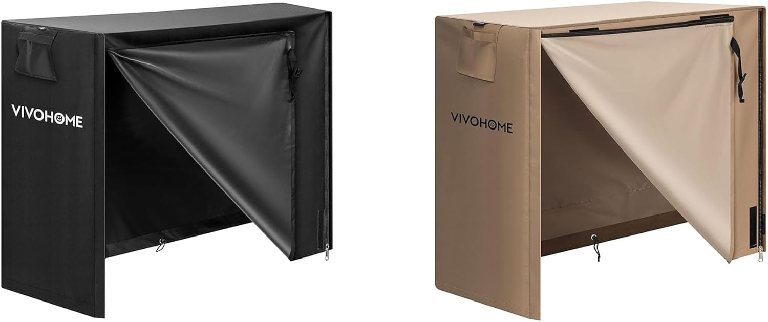 VIVOHOME 4ft Waterproof Log Rack Cover, Heavy Duty 600D Oxford Outdoor Firewood Storage Cover with Zipper and Hook Loop Tape (Log Rack not Included) Black and Brown