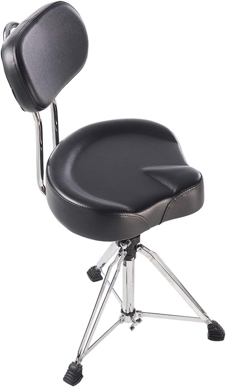 Funday Drum Throne Made in Taiwan Adjustable Motorcycle Style with Large Backrest Seat Comfortable Drum Set Percussion Stool