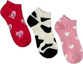 Eco Right Printed Ankle Length Socks for Women, Premium Cute Sock for Women, Breathable & Stretchable Cotton Socks for Woman (Free Size) - Set of 3