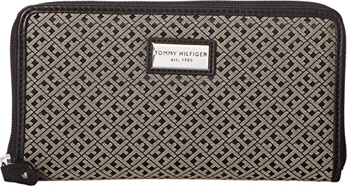 Tommy Hilfiger Women's Core Wallets Zip Around Mini Signature Black/Cream Wallets Tommy Hilfiger Women's Core Wallets Zip Around Mini Signature Black/Cream Wallets