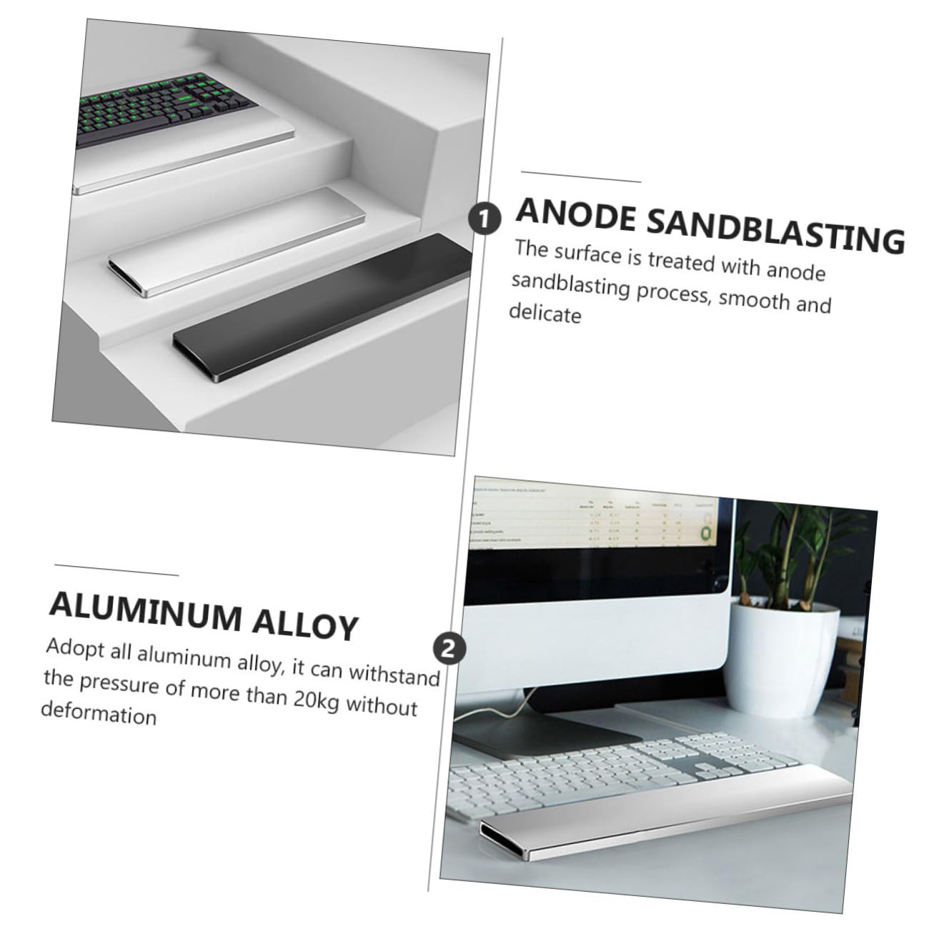 Handgelenkauflage für 104 Tasten aus Aluminiumlegierung Silber Mechanischen