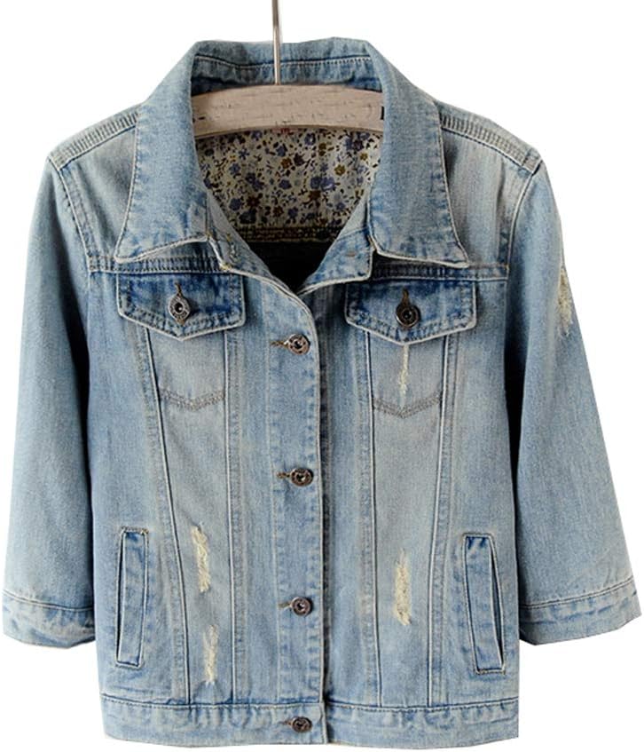 Summer Women Denim Jacket Casual Half Sleeve Jean Coat Plus Size