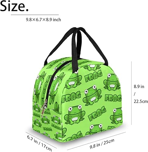 Miniatura 2 de Bolsa de almuerzo aislada para mujeres y hombres, bolsa térmica impermeable con diseño de rana verde, reutilizable, contenedor de almuerzo, a prueba