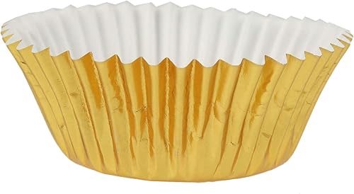 Miniatura 1 de Enjay Revestimiento para cupcakes de 2 pulgadas de diámetro de la base x 1-14 pulgadas de alto con exterior de lámina dorada e interior de papel