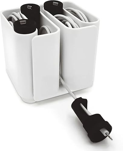 Parodia Organizador de estación de cables - Mantenga los cables ordenados y listos para usar - Blanco, 3.7 in