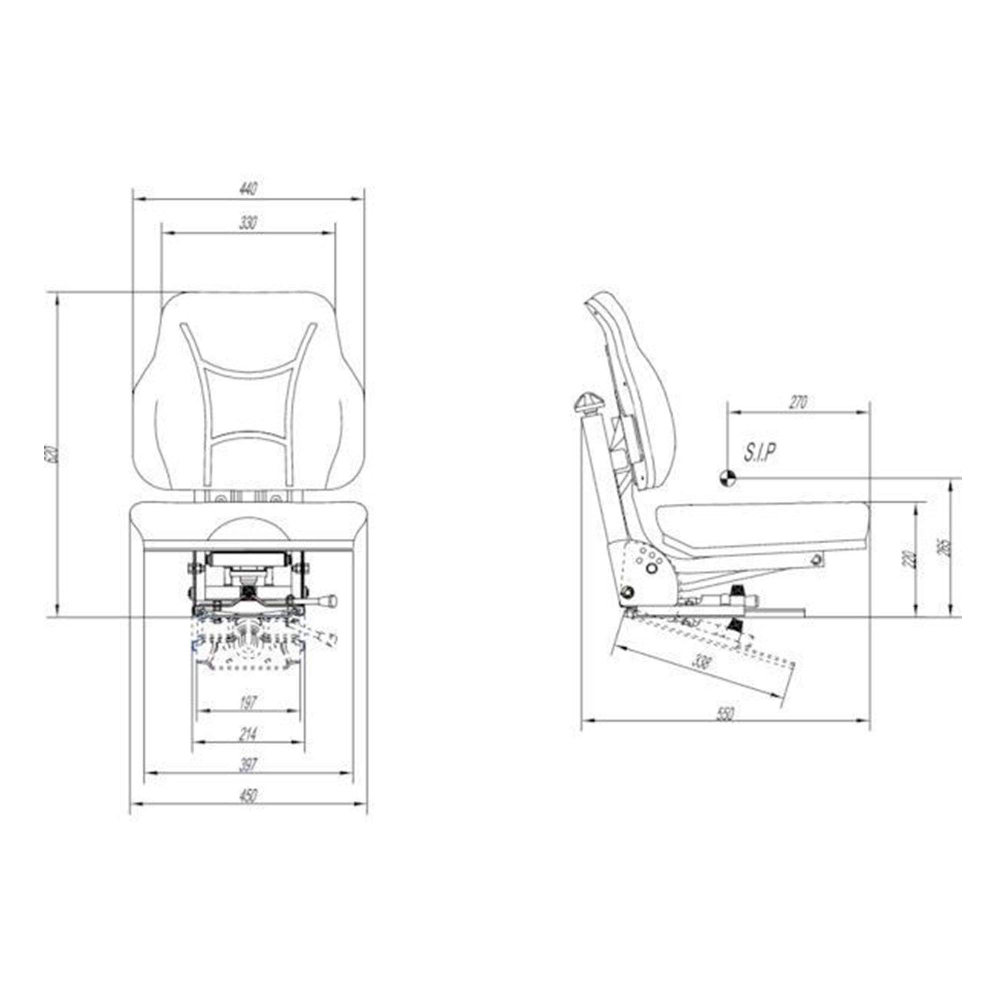 Asiento de tractor universal con suspensión mecánica de PVC Gopart TS23000GP