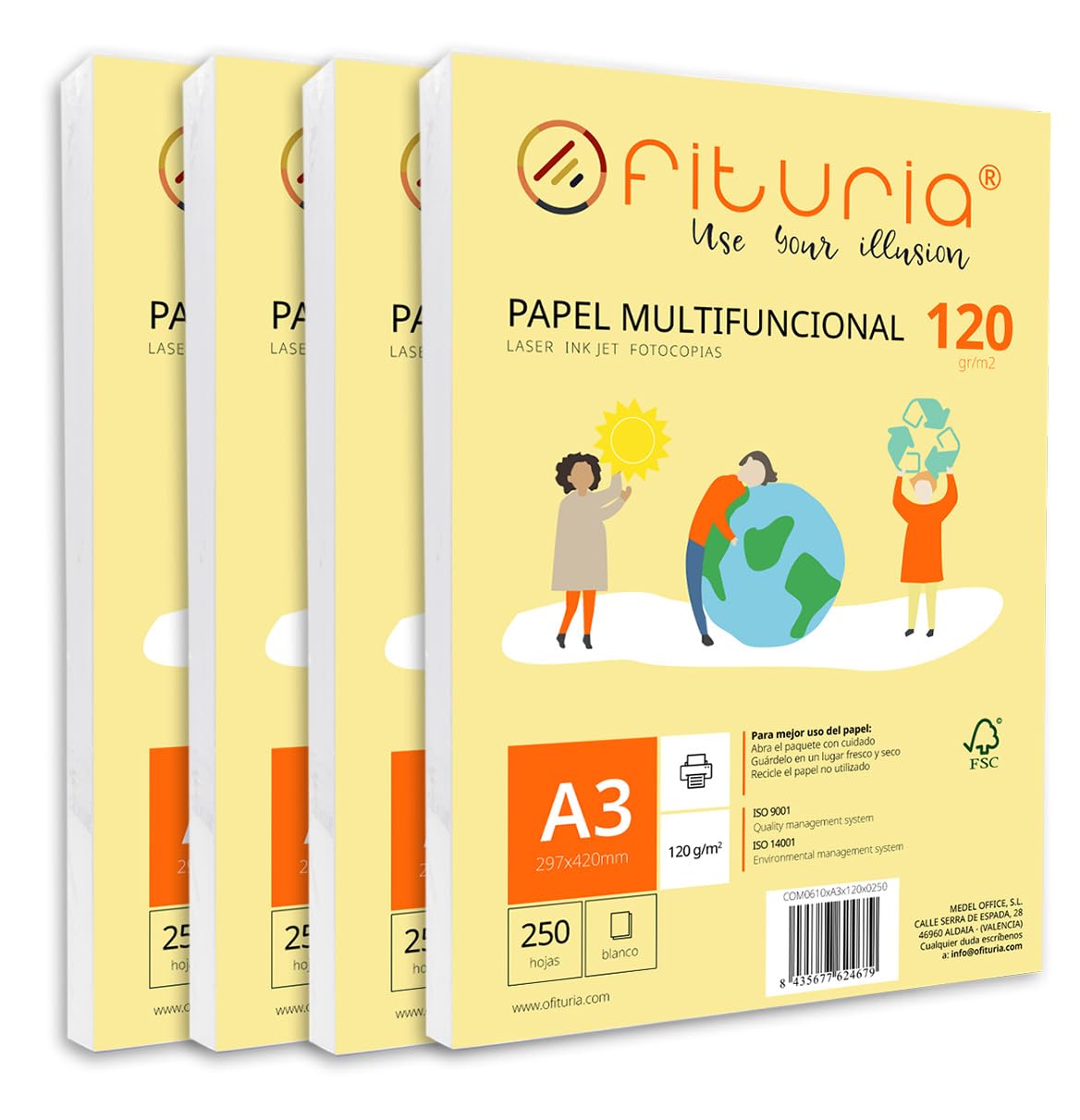 A3 120 g Paper Pack with 1000 White Sheets, Multifunctional Paper for School Use and Work Environments - Ideal for Laser, Inkjet or Copiers - Ofituria โ image 1