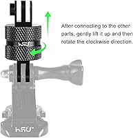 Vista 5 de HSU Soporte de cámara de rotación de 360 grados de aluminio y kit de brazo de extensión curvado compatible con GoPro Hero, DJI, Sony, Xiaomi Yi