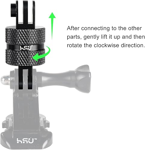 Miniatura 8 de HSU Brazo de ajuste de aluminio para juntas rectas y soporte de cámara de rotación de 360 grados para GoPro Hero 10/9/8/7/6/5 Negro, sesión 5/4,