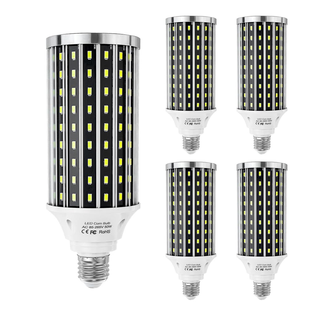 Paquete de 2/5 Bombillas Led Superbrillantes de Maíz de Alta Potencia, 50 W, Ventilador de Iluminación, Luz de Maíz, Lámpara de Maíz Luminosa de 360 ​​Grados, Bombilla Led para Iluminación d