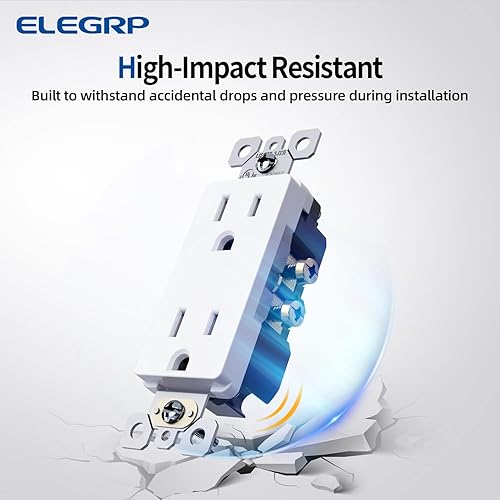 Miniatura 3 de ELEGRP Receptáculo decorador, toma de pared eléctrica estándar de 15 A 125 V, 2 polos y 3 cables, resistente a manipulaciones, NEMA 5-15R, toma de