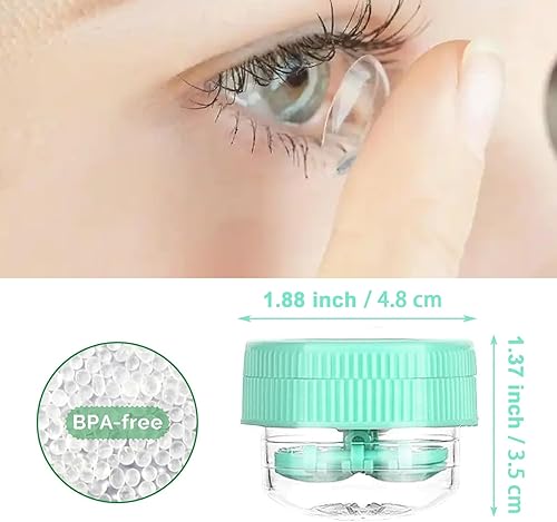 Miniatura 6 de 4 piezas manualmente limpiador de lentes de contacto Estuche de lentes de contacto Rotación portátil Contenedor de limpieza de lentes de contacto
