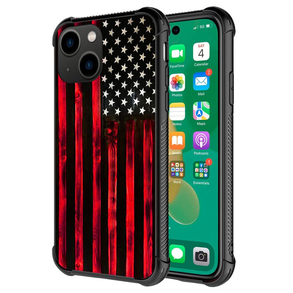 DJSOK Case for iPhone 14 Pro,Luxury Pattern Design Shockproof Rugged Cover,Cases for Man Woman-Modern Design of American Flag