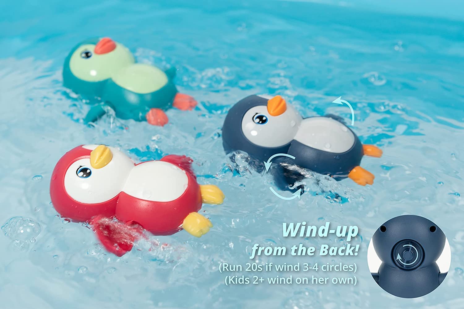 1 Pcs Swimming Penguin Turtle Bath Tub Toys for Baby Boys & Girls - Float on Water 3