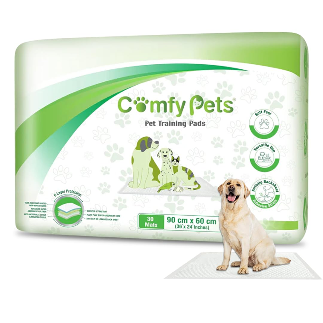 Comfy Pets - Training Pads - Premium Absorbent Puppy Dog Pads with Adhesive Sticky Tabs - Leak-Proof - Incontinence Protection (90 x 60 CM, 30), White