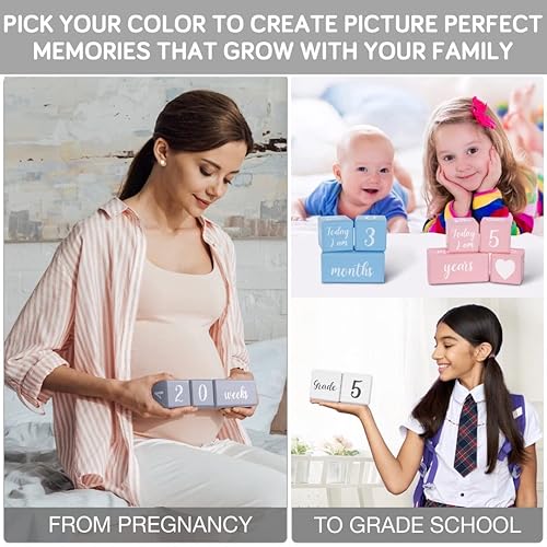 Miniatura 2 de Bloques de hitos mensuales blancos para bebé con bolsa. Bloques de edad para bebés para niña o niño, accesorios para fotos de bebé y baby shower.