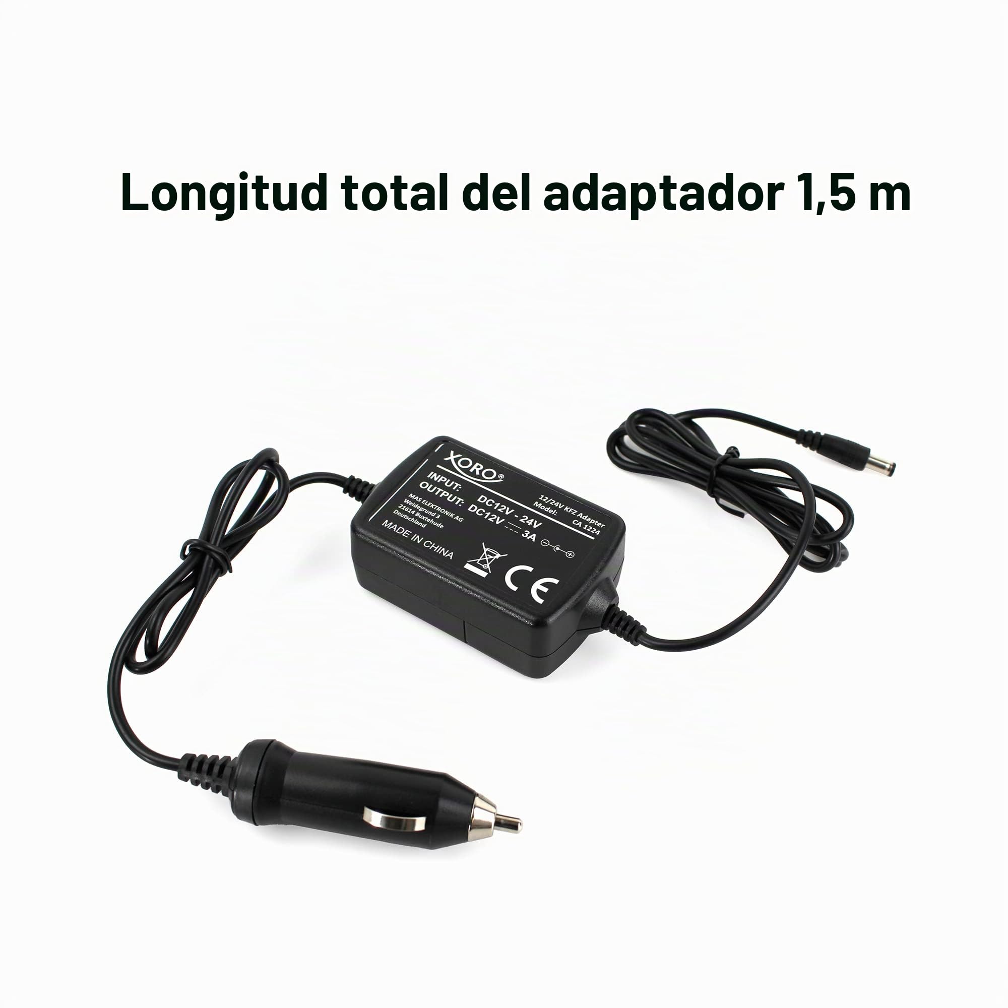Xoro CA 1224 - Adaptador estabilizado para Coche (12 V/24 V), Color Negro