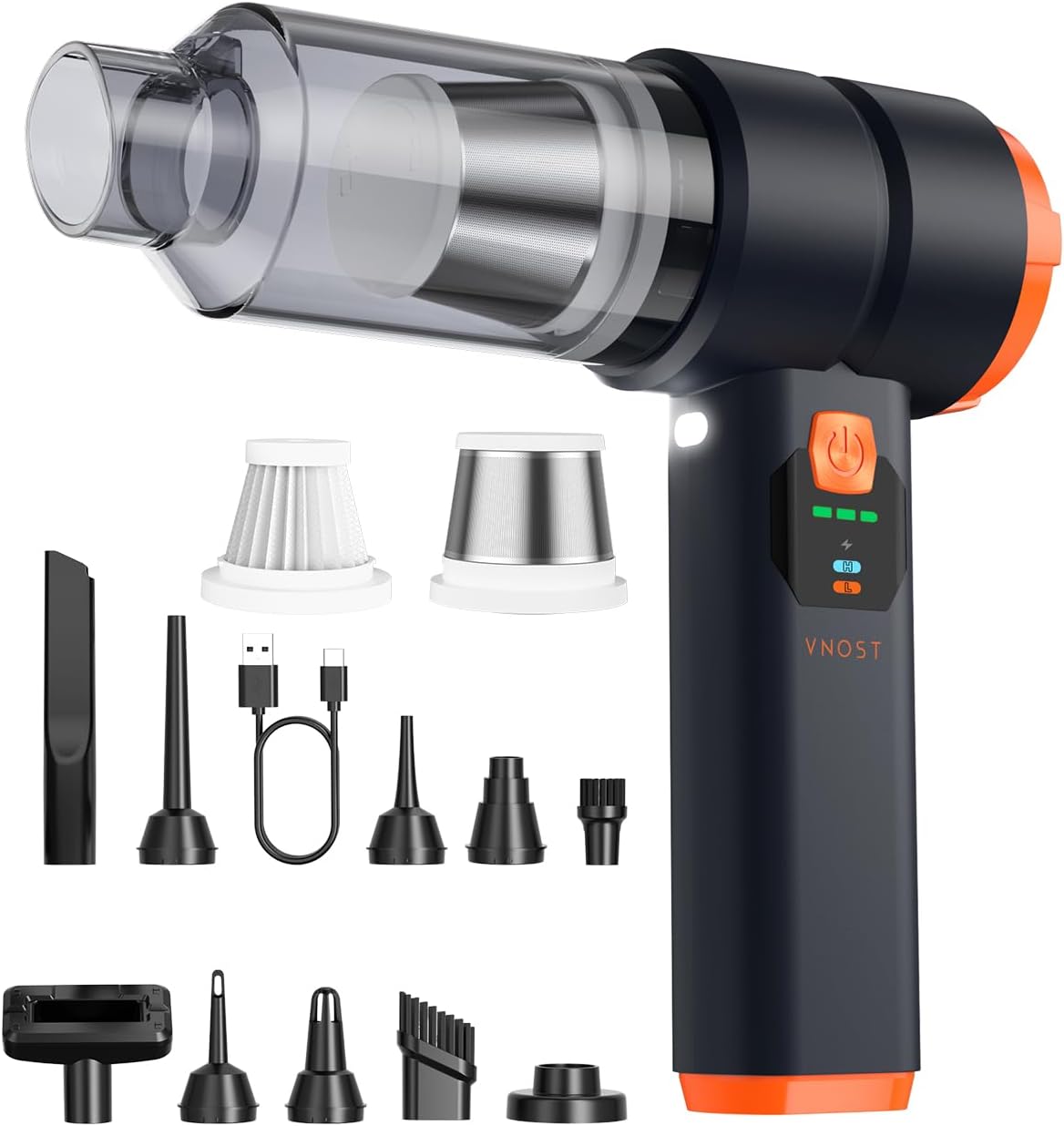 Portable Cordless Car Vacuum, 4-in-1 Handheld Cordless Vacuum with 30,000Pa Suction, 130,000 RPM, 6,800mAh Battery, 10 Nozzles, Rubber Paint Material for Car, Home,Birthday Gifts for Men Dad Husband