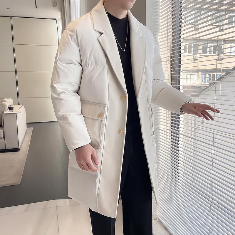 Veste puffer homme hiver longue 4XL blanc manteau chaud col isolé casual - 3