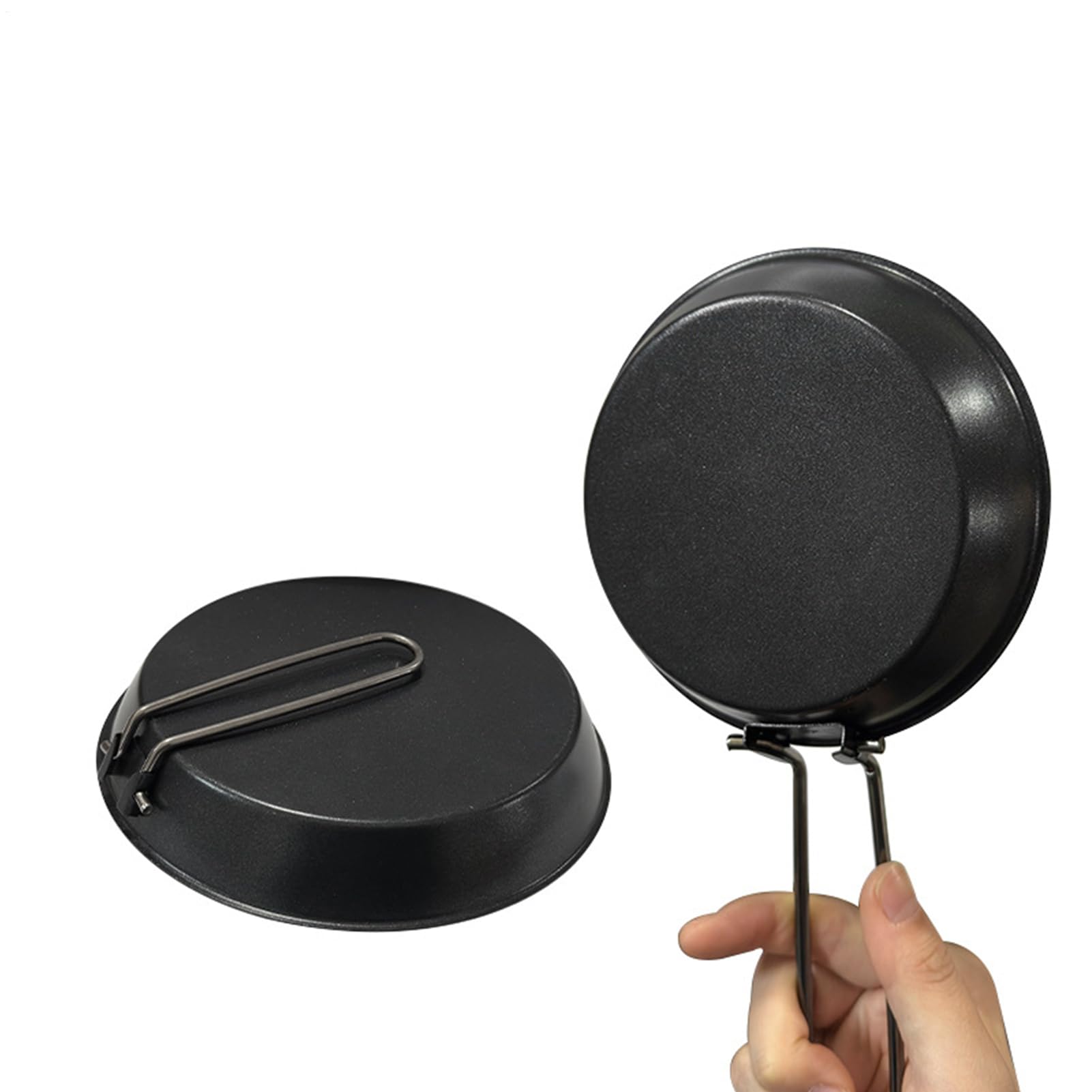 Poêle à frire de camping - Compacte - 20 cm - Anti-adhésive - Avec poignée pliante - Pour cuisinière, cuisine, , pique-nique et extérieur