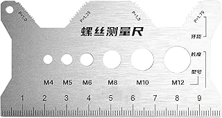 ねじ測定ツール,ねじ用測定定規,ボルトとナットのステンレススチールチェッカー - 平型両面ねじ測定デバイス 工芸品 時計 電子機器 木工用 高精度 作業効率アップ 工業用計測器 家庭用