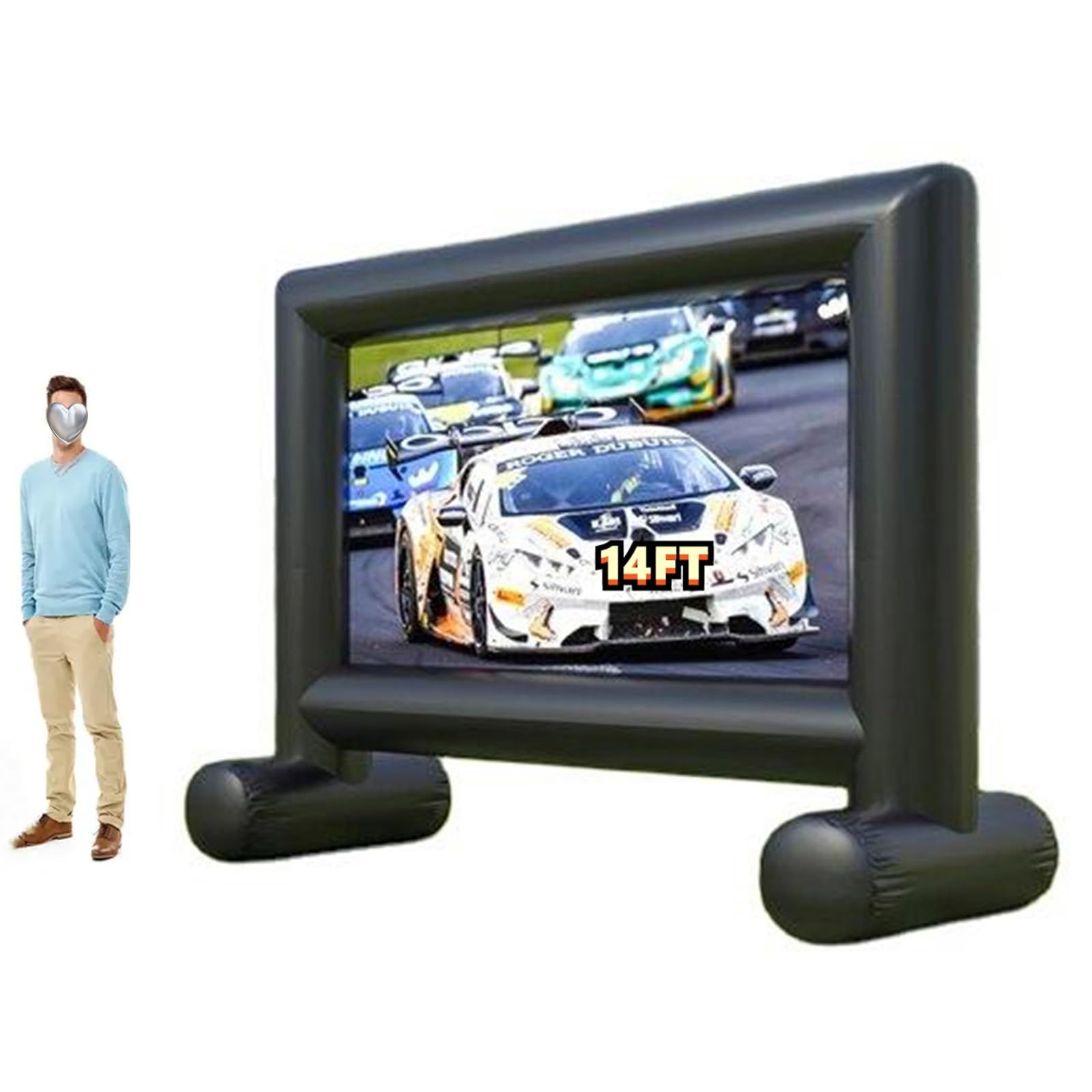 14 Feet Inflatable Projection Movie Screen for Front and Rear Projection Screens Suitable for Backyard Movie Nights, barbecues