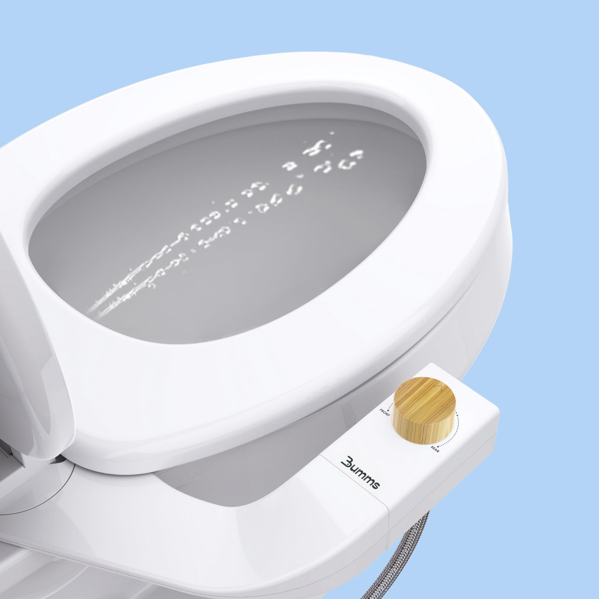 BUMMS Bidet Attachment for Toilet UK - Reversible (Left or Right Installation), Includes Additional Chrome Knob, Non-Electric, Retractable Self-Cleaning Dual Nozzles