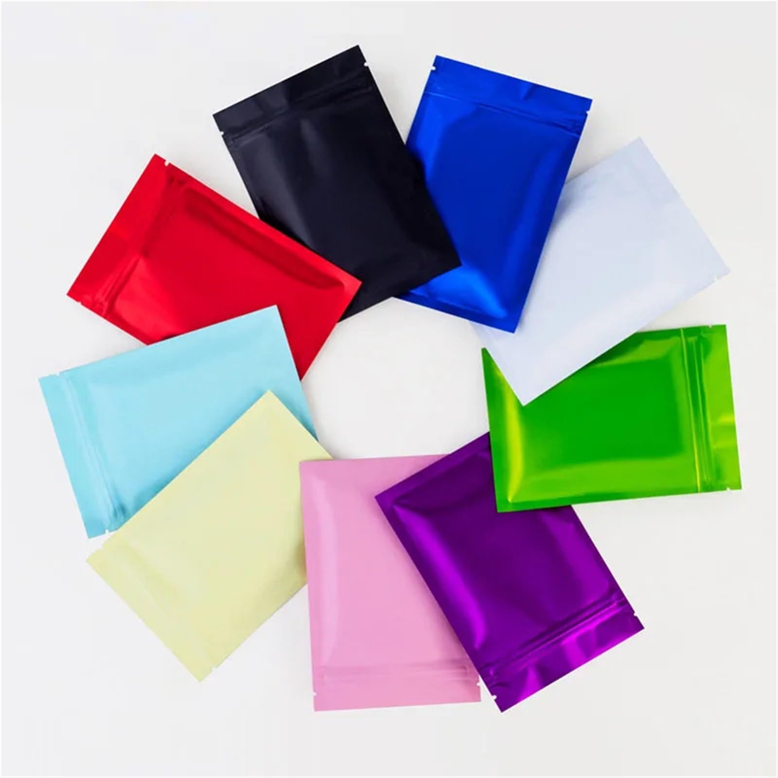 Bolsas planas Bolsas planas con cierre hermético de aluminio resellable for té, alimentos, dulces, joyas, sellado térmico(Black,100pcs,20x30cm)