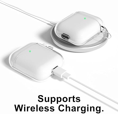Miniatura 6 de Funda transparente para Airpods con correa, bonita carcasa rígida transparente de plástico para Airpods de 1 2 generación con cuerda, funda