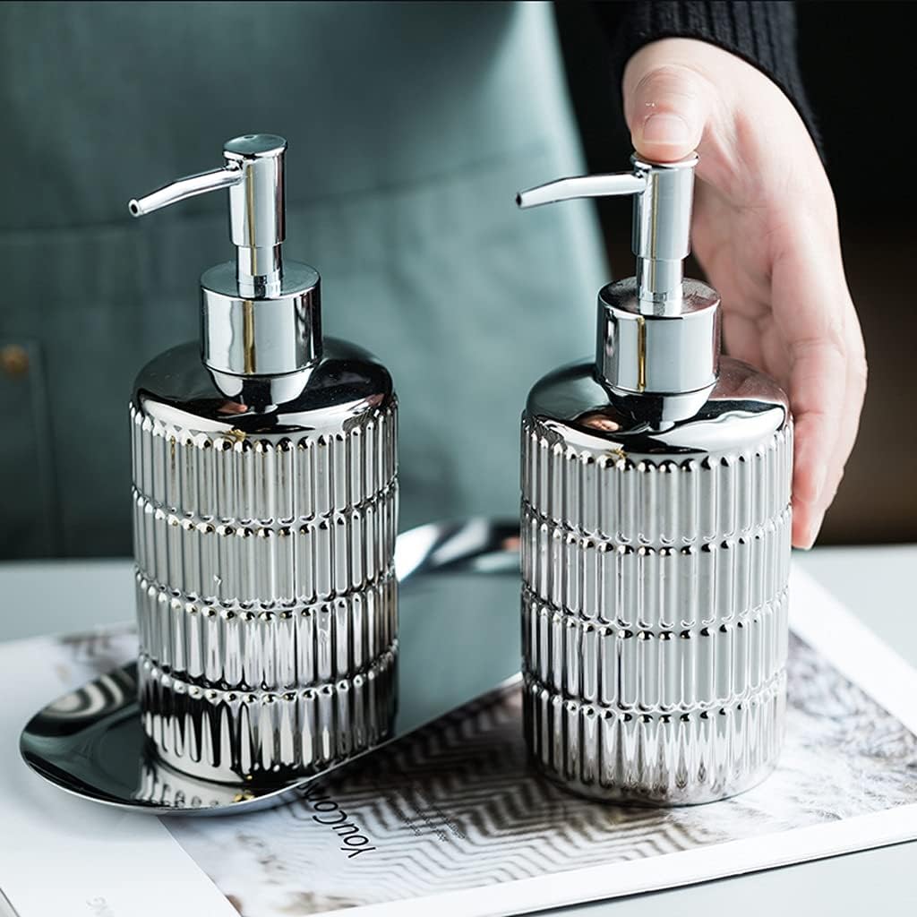 Soap Dispenser Soap Dispenser Electroplating Pump Bottle Ceramic Lotion Dispenser Suitable for Bathroom Accessories and Kitchen Countertops for Kitchen,Bathroom,Office (A)