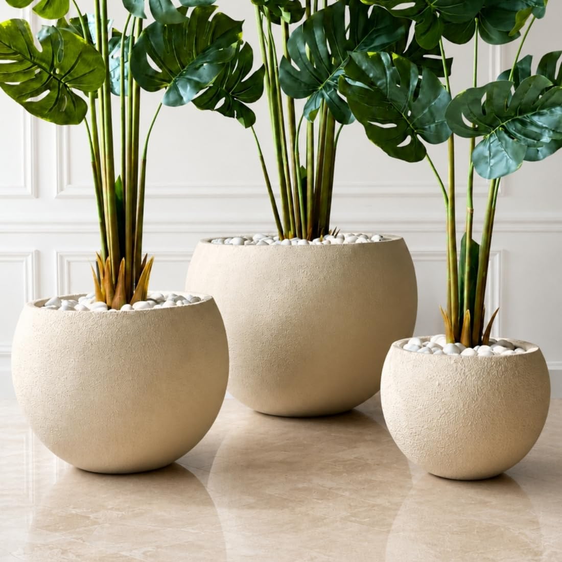 MASON HOME Lithos Planters - Beige (Small) | Durable - Longlasting - Versatile - Vintage | Plants - Trees - Flowers - Succullents | Home - Office - Balcony - Garden | Space-Saving - Décor-image-17