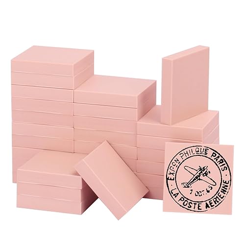60 Pcs 2"x2" Rubber Carving Blocks, Linoleum Blocks, Stamp Carving Blocks for Printmaking, Linocut Artists, Crafts and More,(Pink) by KUKLIPJIM. - 60 Pcs 2"x2" - 60 Pcs 2"x2" Pink