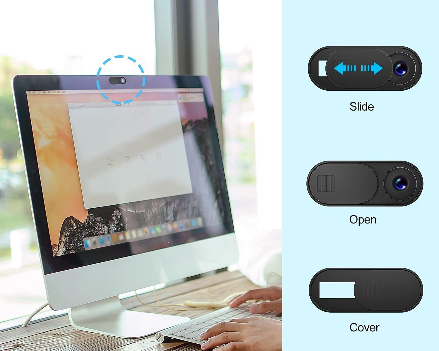 YAMXIN Laptop Camera Cover Slide 9 Pack(3 Large + 6 Small) Webcam Cover Fit Most Laptop, PC, Tablet (Black)
