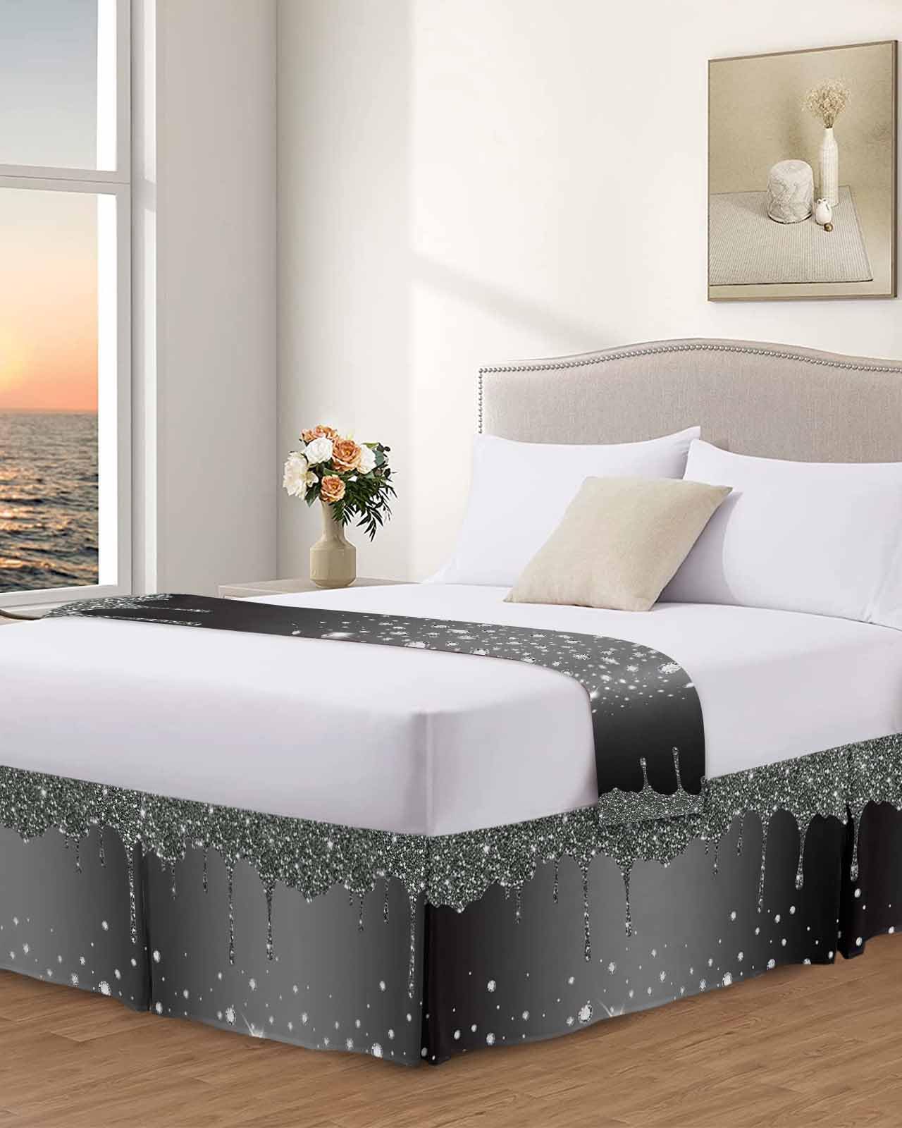 Split Corners Short Flowy Skirts Queen 18 Inch Drop King Bedskirt