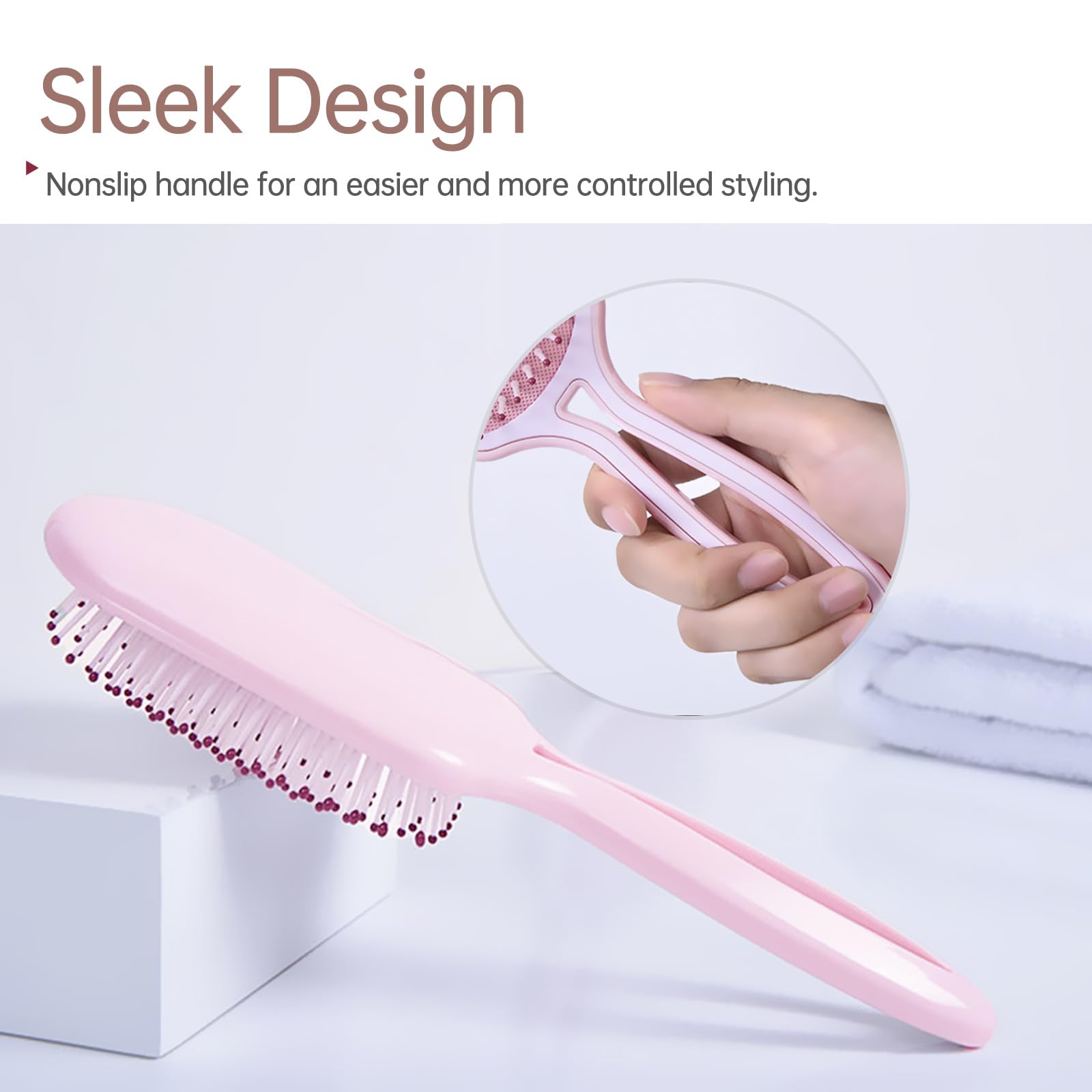 Haarbürste für Frauen, Rosa Entwirrungsbürste Reisegröße, Entwirrende Haarbürste für schmerzfreies Bürsten auf allen Haartypen, Rosa, 1 Packung