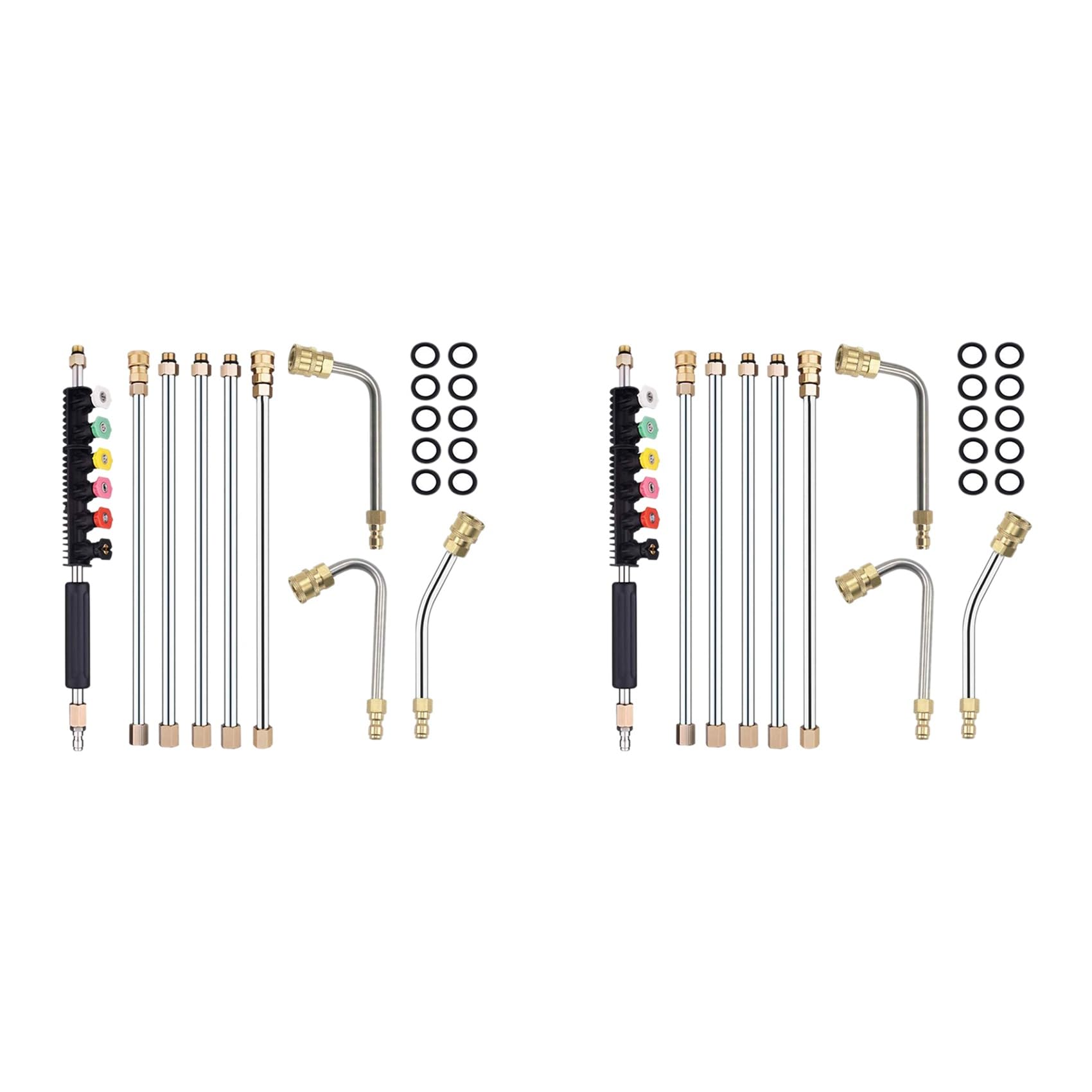 Aundhegrtt Silver & Black 2X Pressure Washer Extension Wand Set -With Nozzle Tips,1/4 Inch Quick Connect,For Anti-Leaked Ring 4000 Psi