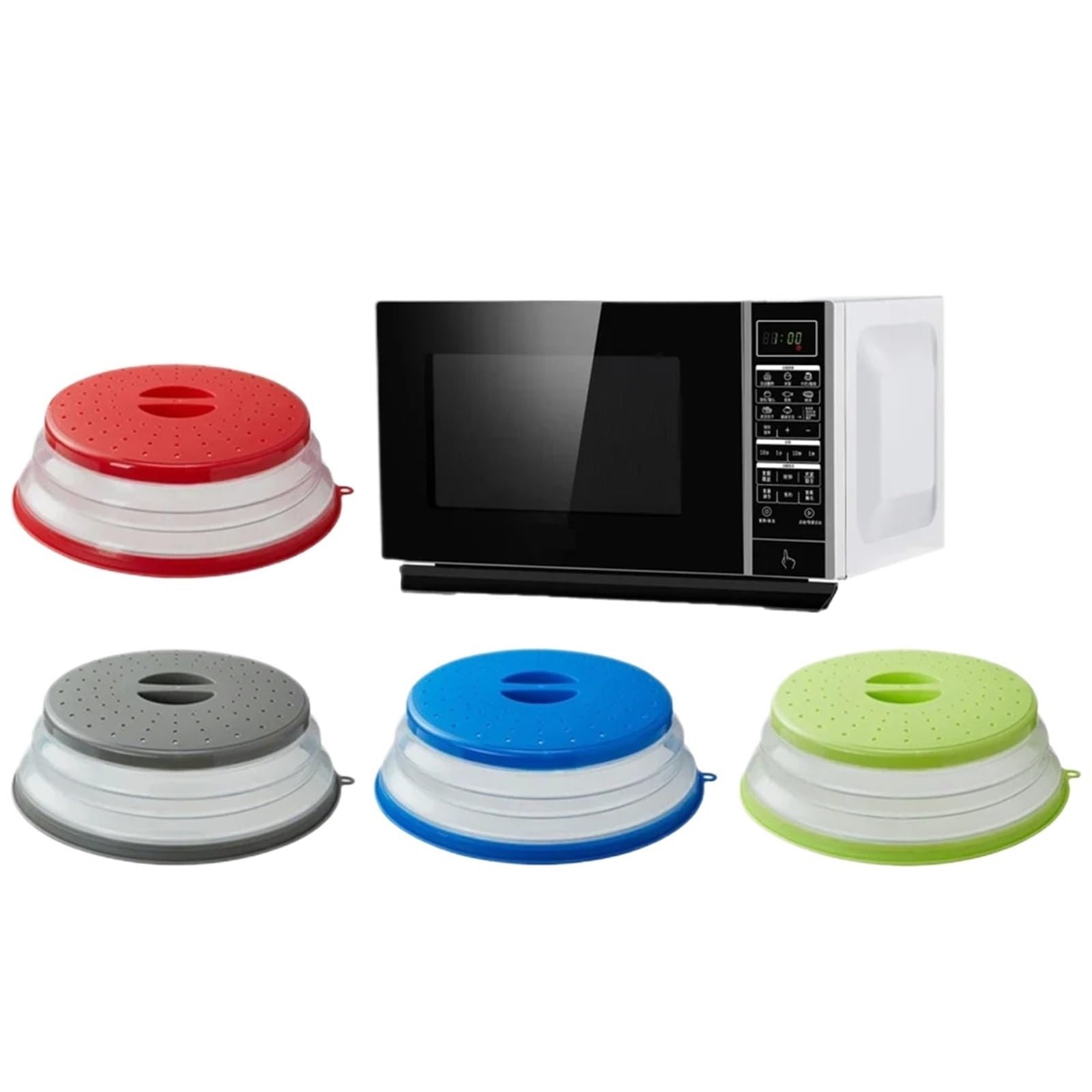 Microwave Splatter Cover Heating Folding Silicone Fresh-keeping Oil-proof Splash-proof with Hook Cooking Lids(Blue -1)(Blue -1)