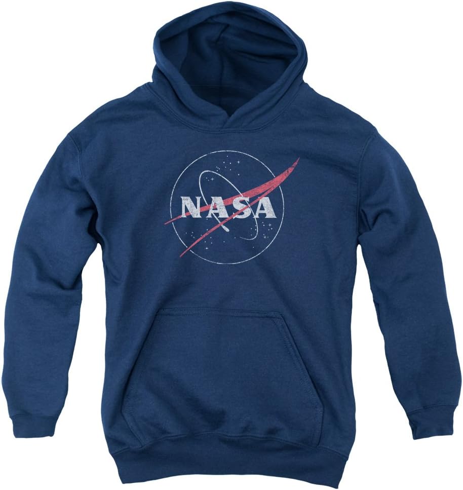 NASA Distressed Logo Unisex Youth Pull-Over Hoodie for Boys and Girls